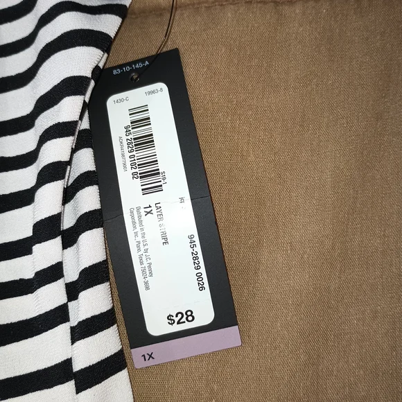 Worthington Black and White Striped Blouse 1X - Picture 5 of 9